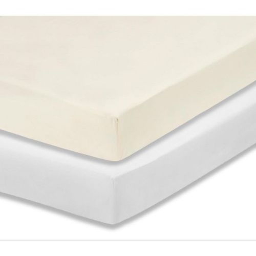 Everyday Kids 2-Pack Fitted Crib Sheets, Soft Microfiber, Fits 28"x52" Crib Mattress, Includes White and Beige Sheets for Nursery
