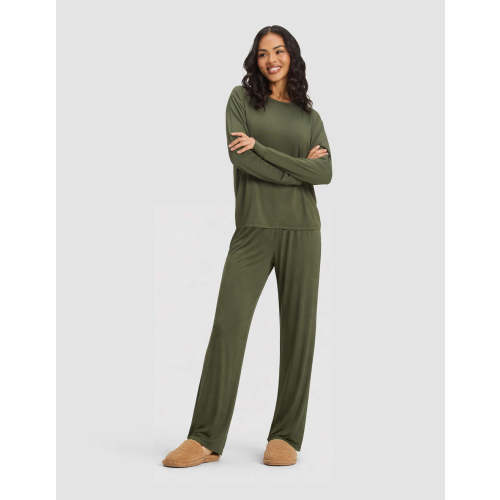Women's Bamboo Stretch-Knit Long Sleeve Lounge Tee & Pant Set