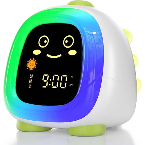 "Hansang Kids Alarm Clock, 6 Colors Night Light, Digital Sleep Training Clock with Timer, Dinosaur Design, 4.3""x4.7""x4.9"