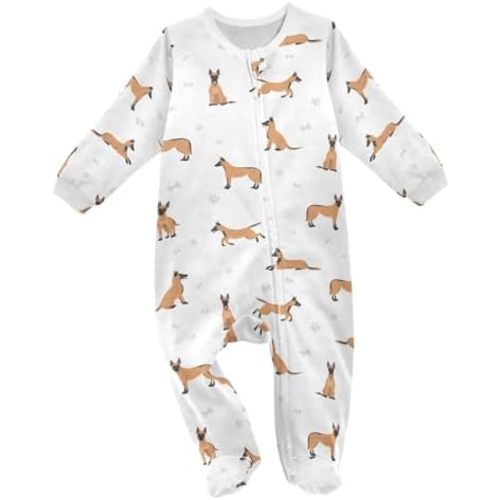 vvfelixl Exercises Doberman Dog Baby Sleepers For Girl Boys Newborn Baby Play One-Piece Footies For 0-24 Months White