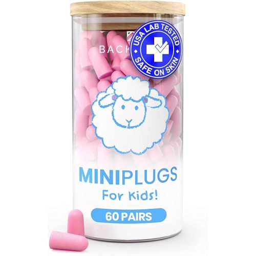 MiniPlugs - Earplugs for Kids (Age 4-9) Skin-Safe Lab Tested Extra Small Ear Plugs for Kids, Children's Ear Plugs for Sleeping, Slim Fit Toddler Earplugs Noise Reduction, Child Concert Protection