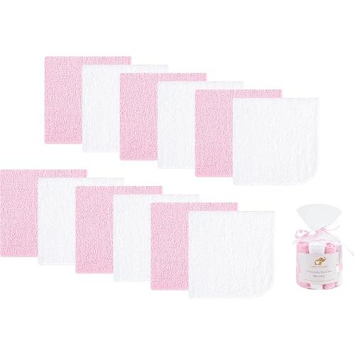 12 Pack Baby Washcloths 100% Cotton - Small Terry Wash Cloths 8" x 8" Soft Face Washcloth for Hand Body Sensitive Skin Thin Absorbent Wipes for Newborns Infant