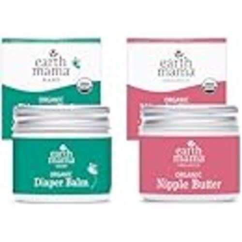 Earth Mama Organic Nipple Butter & Diaper Balm Gift Set for New Mom & Baby | New Mom Gift Set - Organic Nipple Cream & Organic Diaper Cream for Baby - Postpartum, Breastfeeding & Hospital Bag Essentials