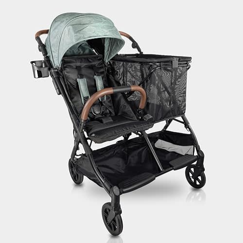Strolee Baby+ v2 Multi Use Baby & Toddler Stroller & Removable Personal Shopping Bag Lightweight Alternative for Wagon Strollers -Near Flat Recline, X-L Canopy, Parent Cup Holder (v2 Sage)