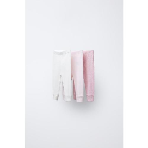 THREE-PACK OF RIBBED LEGGINGS - Pink | ZARA United States