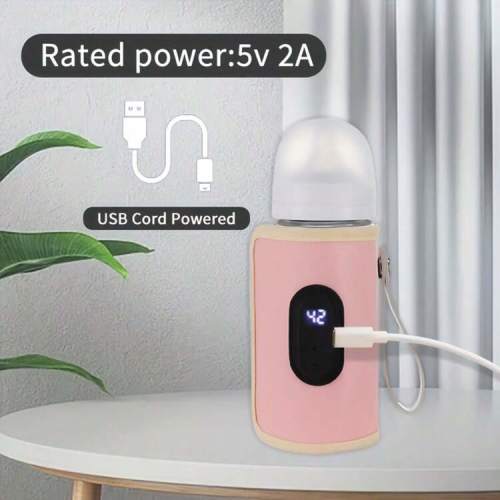 1pc 20-Gear Digital Display Milk Bottle Warmer & Heater Set, Portable Temperature Control Milk Bottle Warmer, USB Charging, Leather Material Gift | SHEIN USA