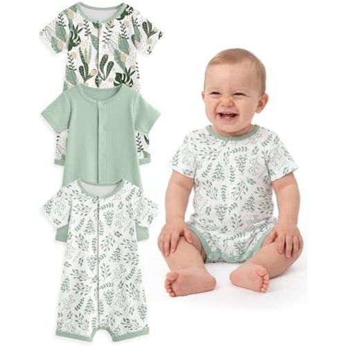 Yoofoss Baby Boy Romper 0-18 Months 100% Organic Cotton Newborn Summer Clothes Short Sleeve Baby Outfit Soft Breathbale