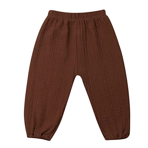 BULINGNA Toddler Kids Baby Boy Girl Cotton Linen Elastic Basic Harem Long Pants Bloomers Casual Joggers