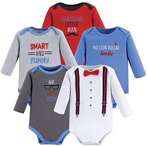 Hudson Baby baby-boys Cotton Long-sleeve Bodysuits 5-pack