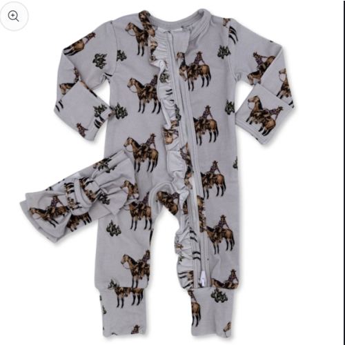 Cowgirls & Cactus -Ruffled- Folding Feet Jammies – Cowkid Clothing Company