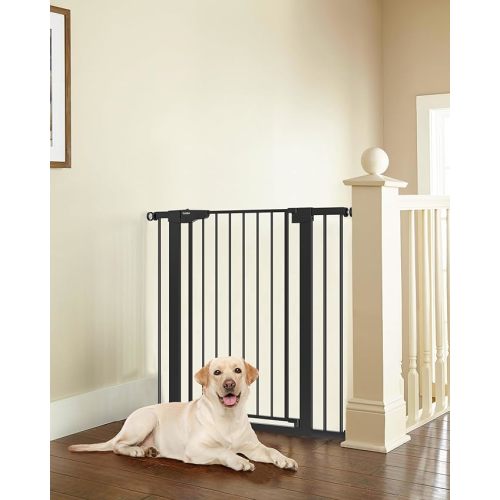 Cumbor 36" Extra Tall Baby Gate for Stairs, 29.7-40.6" Wide Dog Gate for Doorways, Pressure Mounted Auto-Close Pets Gates for Dogs Indoor, Durable Safety Child Gate, Mom's Choice Awards Winner, Black