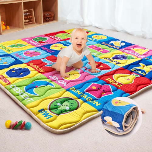 Beavtaens Baby Play Mat for Floor, Foam 50"x50"x1" Playpen Mat, Thickened & Non-Slip, for Ages 0-4