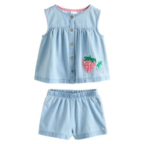 Kids' Denim Babydoll Top & Shorts Set