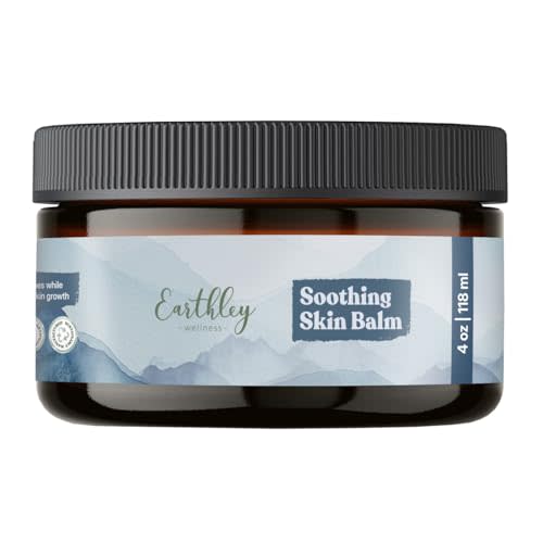 Earthley Wellness Soothing Skin Balm, Natural Moisturizing Cream for Dry, Flaky, Itchy Skin, Calendula & Mango Butter, Family-Safe Formula, 4 oz