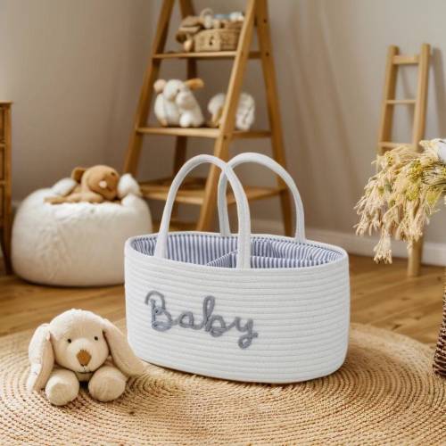 Custom Baby Basket Rope Cotton for Baby Shower,Custom baby gift,Gender neutral baby gift basket,Baby shower gift,Nursery Storage,MAMA Bag