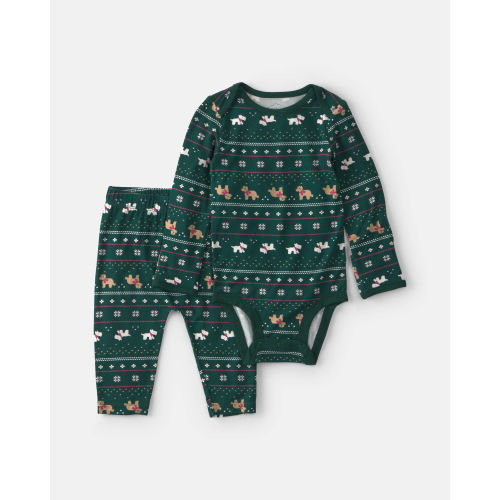 Baby 2-Piece Fair Isle PurelySoft™ Long-Sleeve Bodysuit & Pant Set - Green