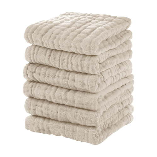 Baby Washcloths 100% Organic Cotton Face Towels 6 Pack Wash Cloths for Baby 12x12in Soft and Absorbent Baby Wipes