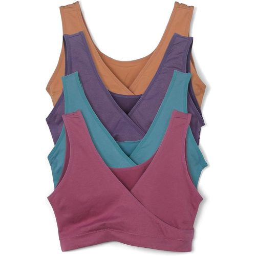 Caramel Cantina 4 Pack Nursing Maternity Women’s Sleep Comfort Bralette Bra