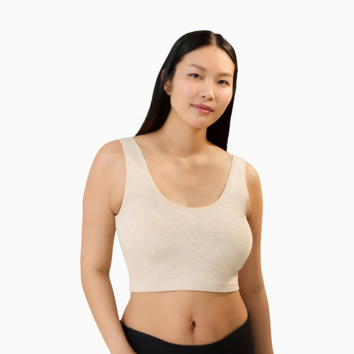 Kindred Bravely Sublime Bamboo Scoop Neck Maternity & Nursing Longline Bra Top - Oatmeal Heather, Medium