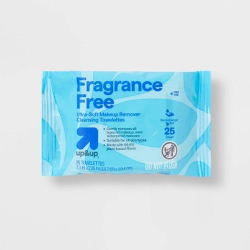 Fragrance Free Ultra-Soft Makeup Remover Cleansing Towelettes - 25ct - up&up™: Hypoallergenic, Paraben-Free, Aluminum-Free