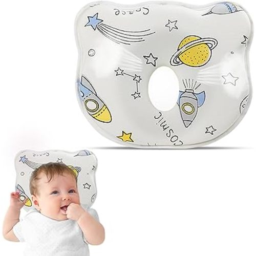 Breathable Memory Foam Pillow Soft and Cozy Cartoon Prеvents FΙat hеad and Shapеs hеad Hеad Pillow for Small Boys and Girls(Space)