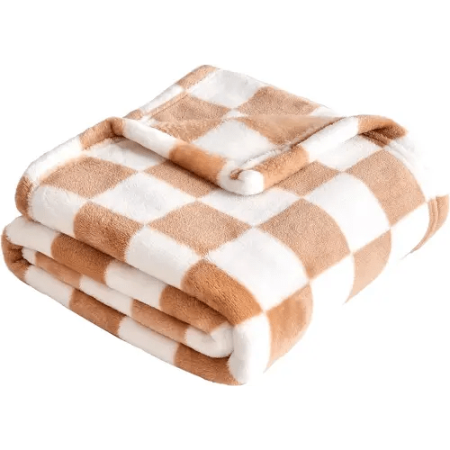 Yurhap Checkered Baby Blanket Fleece Baby Blankets Neutral for Boys Girls, Super Soft Warm Lightweight Infant Toddler Newborn Receiving Blankets for Crib Stroller, 30''x40'', Khaki