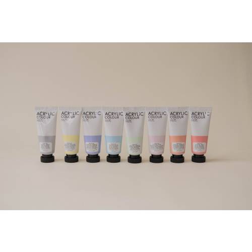 Pastel Acrylic Paint Set – 8 Tubes x 22ml | Acrylics for Art, Crafts, Canvas, and Air-dry Clay | Beginner Artist Paint Kit | Pastel Colors