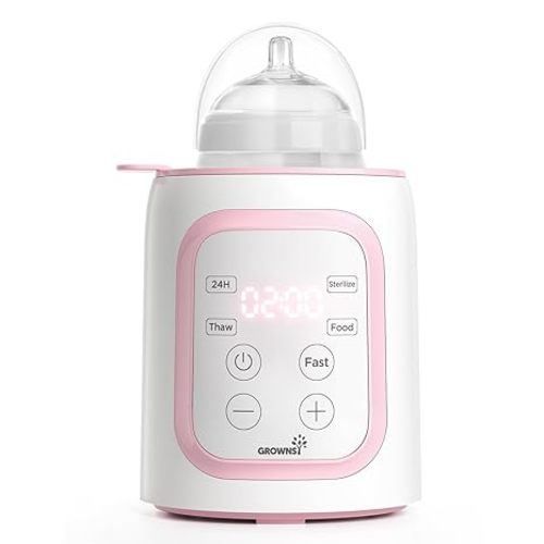Grownsy Bottle Warmer, Fast Baby Bottle Warmer for All Bottles, Milk Warmer for Breastmilk or Formula, Smart Temperature Control and Automatic Shut-Off- Pink