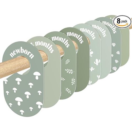 WSICSE 8 Pack Baby Closet Dividers, Nursery Organizer for Baby Clothes 0-24 Months Baby Clothes Organizer for Newborn Clothing, Infant, Boy & Girl (Green)
