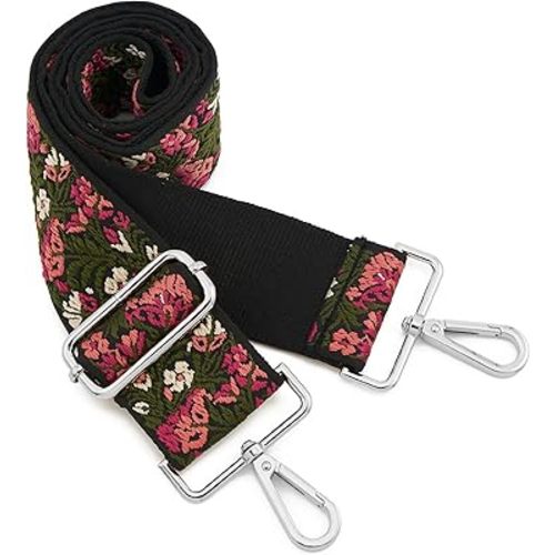 Silvery Buckles Wide Shoulder Strap Adjustable Replacement Belt Crossbody Canvas Bag Handbag