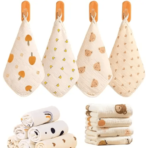 Caiery 8pcs Baby Washcloths Soft Set | Baby Muslin Washcloth | Face Towels for Newborn with Sensitive Skin | Shower Gift for Baby Registry,12X12inch(30x30cm)