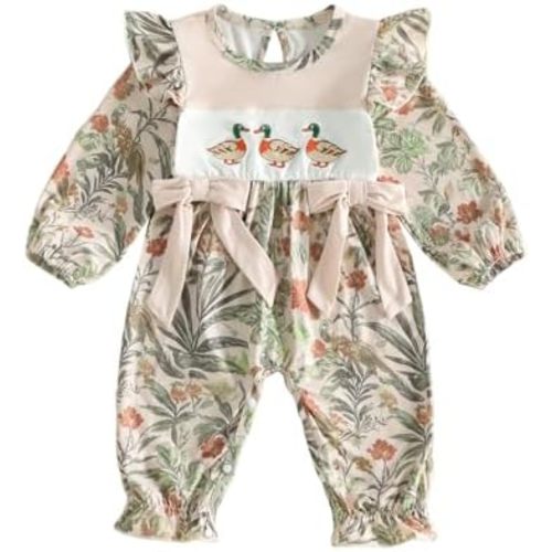 Newborn Baby Girl Outfit Hunting Camo Ruffle Jumpsuit One Piece Clothes