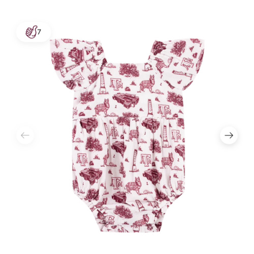 Texas A&M Toile Puff Sleeve Onesie