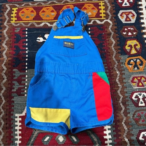 Vintage Oshkosh boys color block vintage shortalls size 4T MADE IN USA