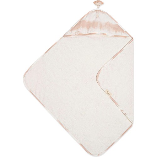 CRANE BABY Hooded Cotton Baby Towel, Pink/ White