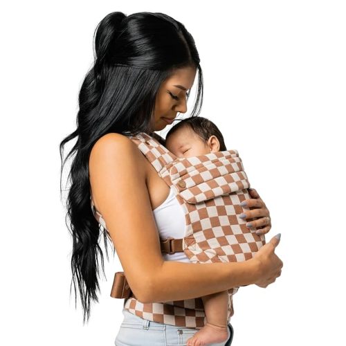 Mabē Monarch Ergonomic Baby Carrier – Premium Cotton Soft Structured Newborn to Toddler Carrier with Hip-Healthy Design, 3 Carry Positions (7-35lbs), Lightweight & Breathable, (Mocha Check)