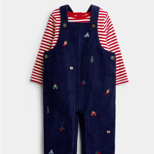 Buy JoJo Maman Bébé Navy Blue Christmas Embroidered Dungaree & Bodysuit Set from Next USA