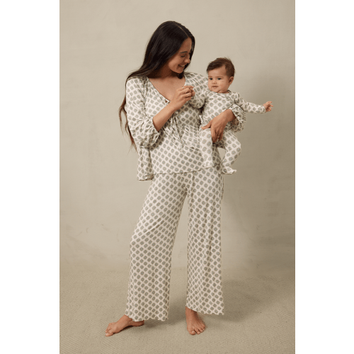 Thistle Block Tie-Top Long-Sleeve Women’s Sleep Sets