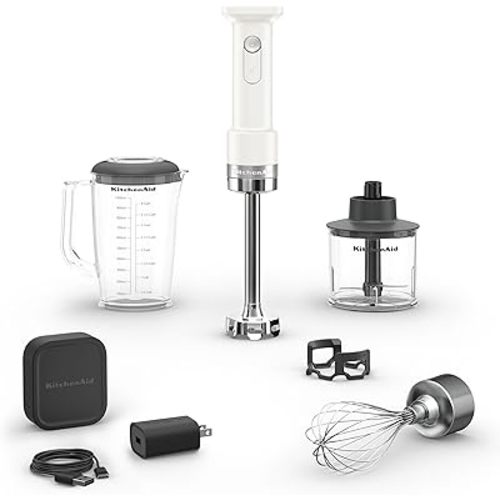 KitchenAid Go Cordless Hand Blender with Accessories - battery included, KHBRV75, Porcelain White