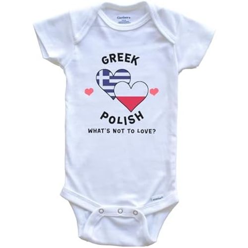 Greek Polish What's Not to Love Heart Flags Baby Bodysuit