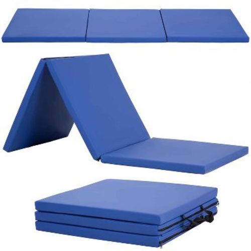 FDW Yoga Arts Mat Gymnastics Mat Wrestling Mat Tumbling Mat Gym Mat Folding Gymnastic Mat hick PU Leather Exercise Mat , Blue