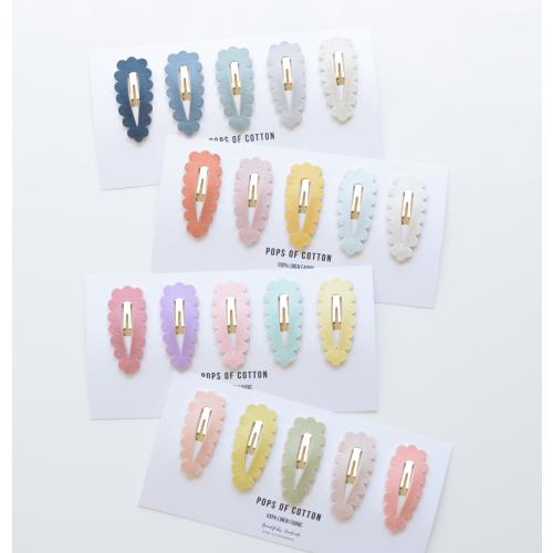 Linen Clips Bundle | Pack of 5 Scallop Hair Clips |Toddler Hair Clips | Baby Hair Clips