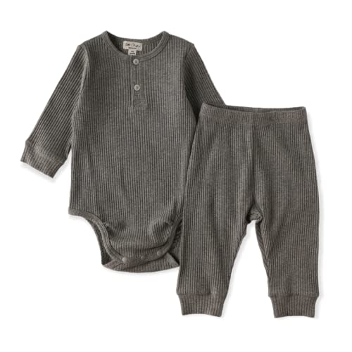 Baby Organic Cotton Rib Romper and Pants Set