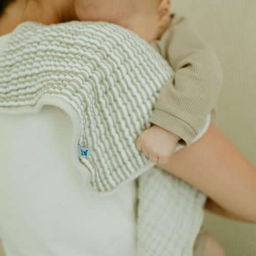 Cotton Muslin Burp Cloth, Grey Stripe - Little Unicorn | Maisonette