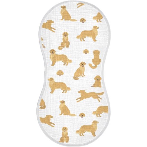 vvfelixl Muslin Burp Cloths Golden Retriever Dogs Baby Washcloths for Baby Girl Boys 2 Pack