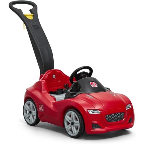 Step2 Whisper Ride Cruiser Kids Push Car, Ride On Toy, Stroller Substitute, Includes Seat Belt & Horn, Made of Durable Plastic, Max Weight 50 lbs., For Toddlers 18 Months - 4 Years Old, Red