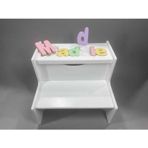 2-Step Wood Puzzle Name Stool - Toddler Step Stool / personalized / Gender Neutral/Boy Gift/Girl Gift