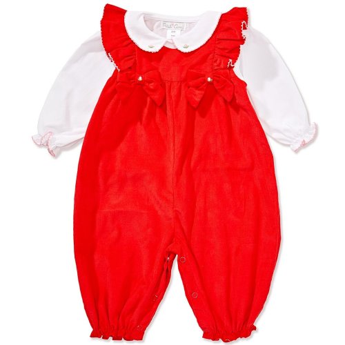 Petit Ami Baby Girls Sleeveless Bow-Accented Corduroy Coverall & Long-Sleeve Woven Shirt Set