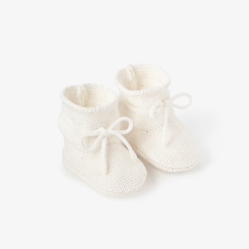 White Garter Knit Baby Booties