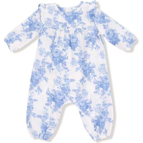 Ruffle Sleeve Romper, Dream Cottage Floral Blue - Angel Dear | Maisonette
